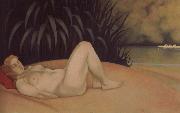 Felix Vallotton Nude sleeping on a bank Germany oil painting artist